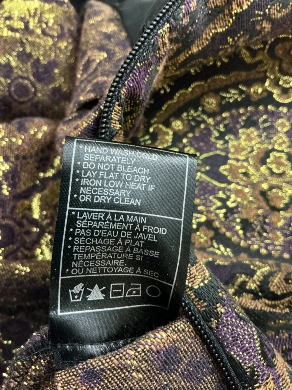 BB Dakota Brocade Fit & Flare Dress Size 4 Purple Gold Sleeveless Party A Line - Picture 7 of 9